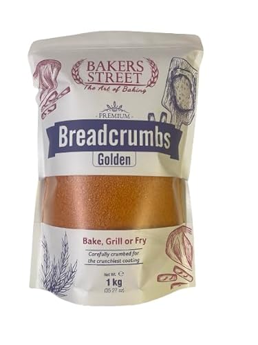 Bread crumbs 1kg (Gold) By Bakers Street - Crispy & Light Coating for Frying & Baking – Ideal for Chicken, Fish, Vegetables & Casseroles – Even Texture, Resealable Pack, Sncaks