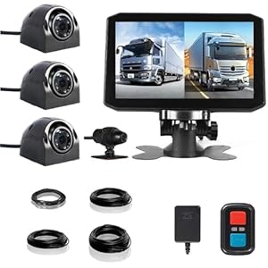 VSYSTO 7.0” Truck Camera System 4CH Reversing Camera Kit Van Dash Cam for Semi Trailer Tractor RV, HD 1080P Front & Sides & Rear Backup Cameras with GPS, Infrared Night Vision Lens,Parking Monitoring