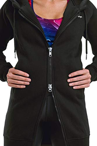 Lange, kuschelige Hoodie-Jacke J006 mit 2-Wege-Zipper