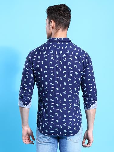 Image of The Indian Garage Co Men Slim Fit Abstract Printed Full Sleeves Spread Collar Casual Shirt