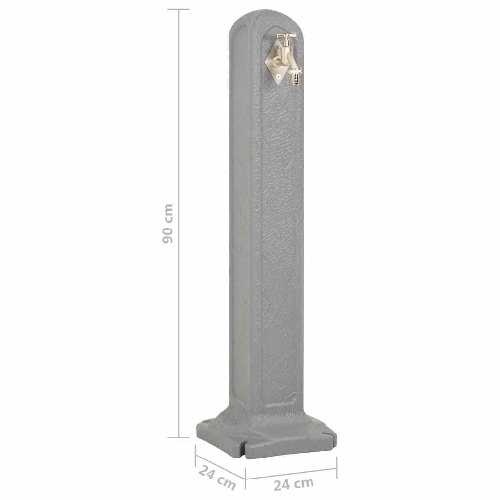 vidaXL Cisterna de Jardín con Grifo Patio Exterior Fuente Columna de Agua Conectar Mangueras Regar Plantas Flores Aspecto de Piedra Gris Claro