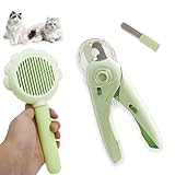 3PCS Cat Grooming Kit, Nail Clipper Trimmer and Nail File, Brush for Shedding, Comb for Long Haired Cats, Pet Supplies and Essentials, Gifts for Cat Lover