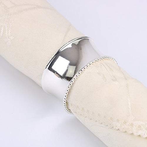 image for Elehere Beaded Napkin Rings Set of 12 Vintage Silver Plated Napkin Hol