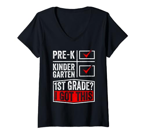 First day of first grade boys girls back to school maglietta con collo a v