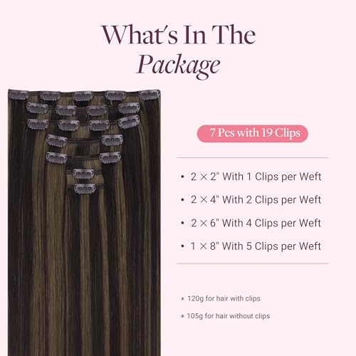 Image of GOO GOO Clip in Hair Extensions Real Human Hair Brown Remy Extensions