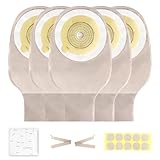 5 PCS Colostomy Bags,Ostomy Supplies,One Piece Drainable Ostomy Pouch Bags with 2 Clips Closure for Ileostomy Stoma Care,20mm-60mm Cut-to-Fit