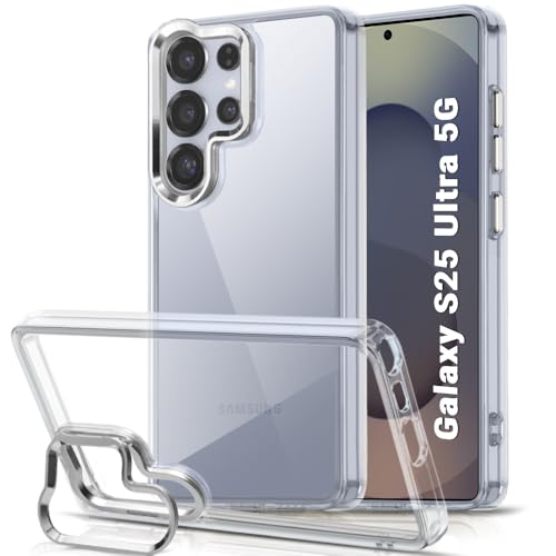 Image of TheGiftKart Hybrid Back Cover Case for Samsung Galaxy S25 Ultra 5G | Built-in Stand | Shockproof Hard Back Case Cover for Samsung Galaxy S25 Ultra 5G (PC & TPU, Clear Back, Transparent Sides)