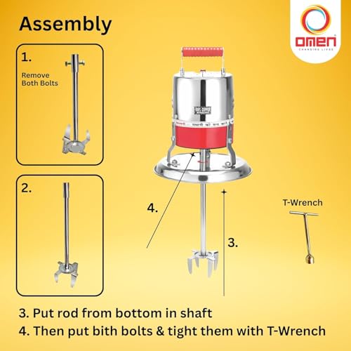 Image of Omen Changing Lives Electric Madhani Machine for Churning | 2-Speed Hand Blender | Perfect for Lassi, Butter & Buttermilk | Durable & Easy to Clean | Compact Kitchen Mixer| 1 Year Warranty