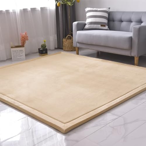 SETHEPACE Tapis Velours Corail Tapis Bebe, 3CM épaissir Tapis Enfant, Antidérapant Ramper pour Les Tapis Motricité Bébé, Tapis Bebe Epais pour Les Tapis D'éveil et de Jeux(Marron Naturel, 180 * 200)