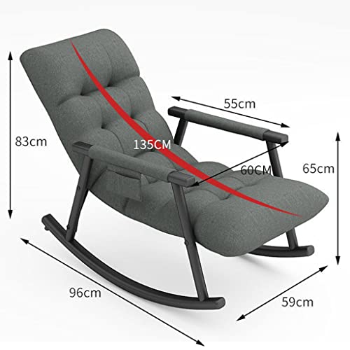 Fabric Upholstered Rocking Chair, Metal Lounge Chair, Armrest Rocker With Cushion For Living Room, Bedroom, Balcony (Color : Brown, Size : 96 * 59 * 83Cm) #TOP1