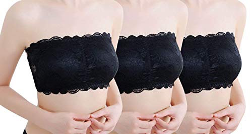 Image of Fabme Women Lace, Padded Tube Bra - Free Size - 3 Hook Back