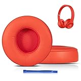 Damex Updated Thickened Solo Wireless 2/3 Replacement Ear Pads,earpads for Beats Solo 2/3 Wireless Headphone (red)