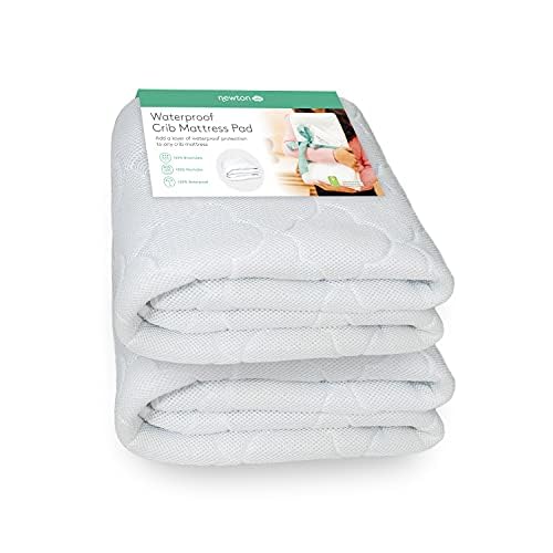 Image of Newton Baby Waterproof Crib Mattress Pad | 100% Breathable Quilted Layer for Comfort & Universal Fitted Skirt for Secure Fit | Machine Washable | Crib Mattress Protector Pad Waterproof, 2 Packs