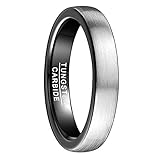motivational ringtone Basic in 4MM elegant gestaltet, die Oberfläche in Silber (leicht Grau) gebürstet und die Innenseite durch haltbare Plattierung in Schwarz verarbeitet.