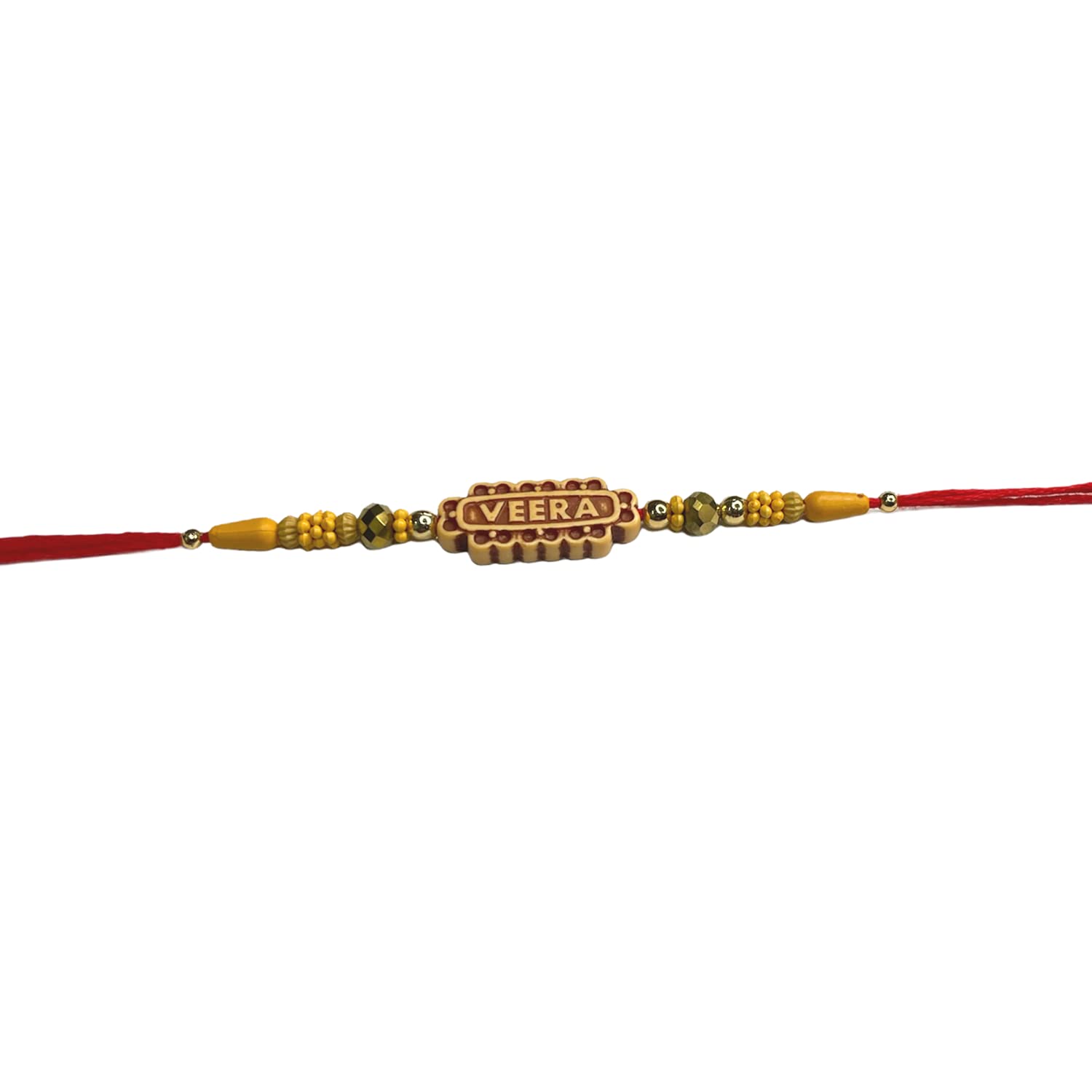 Taufa Villa Amazing VEERA red rakhi set of 3 with 1 chocolate, 1 Tika Pack| Simple and Stylish VEERA rakhi | Rakhi gift hamper for bhai, brother, bhaiya| Rakshabandhan Rakhi No 1 VEERA 3
