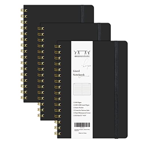 Carnet A5 à spirale pour ne plus perdre vos notes : lot de 3 cahiers rigides avec pochette
