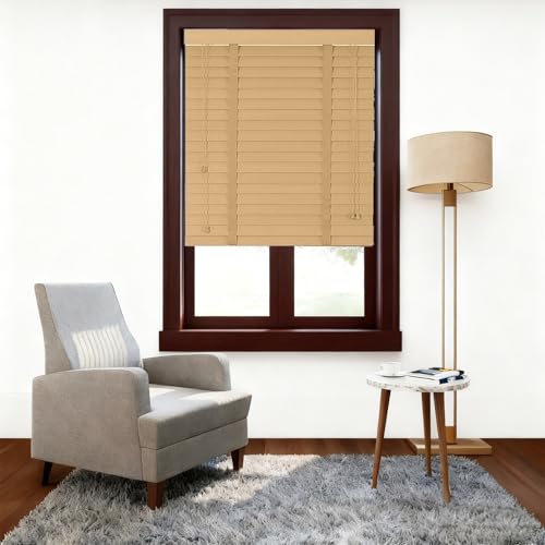 Persiana Veneciana de Madera Personalizada a Medida para Máxima Privacidad y Opacidad Total Control de Luz Ajustable y Aislamiento Térmico Persianas para Privacidad en Dormitorio(Wood Color)