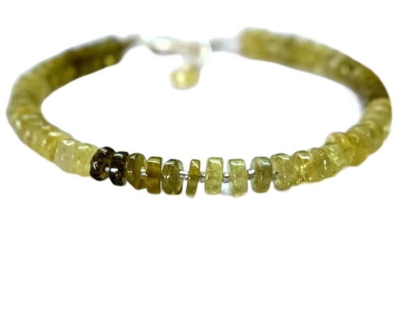 Bracelet grenat grossulaire rondelles 4mm et argent unisexe LCBR-3436