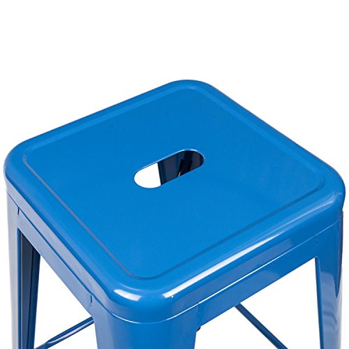Urbanmod 24 Inches Metal Barstool Set Of 4 – Counter Height Backless Bar Stool For Kitchen Island, Breakfast, Outdoors, Pub, Restaurant, Home, Patio – Stackable Heavy Duty Modern & Industrial (Blue) #TOP5
