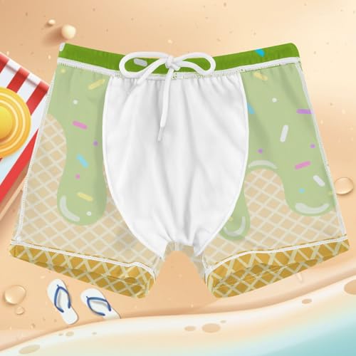 Boys Swim Trunks Quick Dry Bathing Suit Tree Green Ice Cream Melt Toddler Swim Shorts Boardshorts Swimwear 3-104