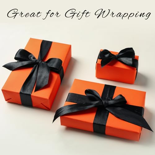 Image of Mauproy 1-1 /2 Inch Wide Black Satin Ribbon, 50 Yards Solid Polyester Fabric Ribbon for Roses Making, Mother's Day, Gift Wrapping, Flower Bouquets, Wedding Decorations, Handmade Crafts