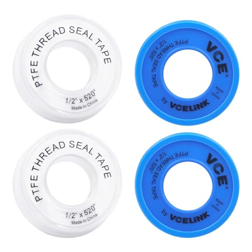 VCELINK PTFE Plumbers Tape 4-Pack, Industrial Water Sealant Thread Tape, 520