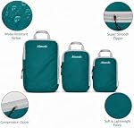 Luggage Packing Organizers Set of 3 - Compression Packing Cubes for Suitcases | Luggage Organizer Bags | Essentials Packing Cubes | Travel Accessories Set - (Green)