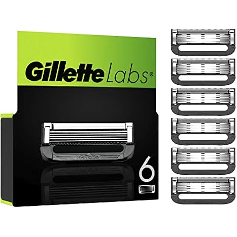 Gillette Labs Rasierklingen, 6 Ersatzklingen, für Gillette Labs Nassrasierer Herren mit Reinigungs-Element und Heated Razor Cover