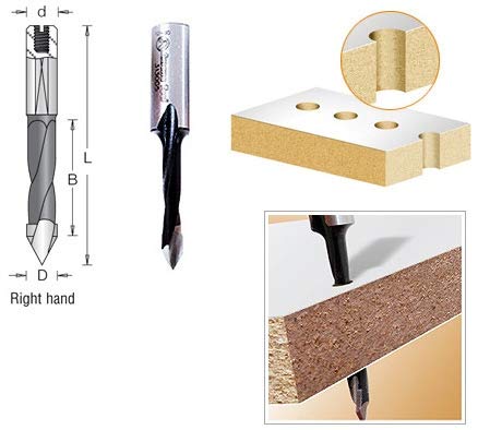 Amana Tool - 315090 Carbide Tipped Through-Hole Boring Bit R/H 9mm Dia x 77mm Long x 10mm