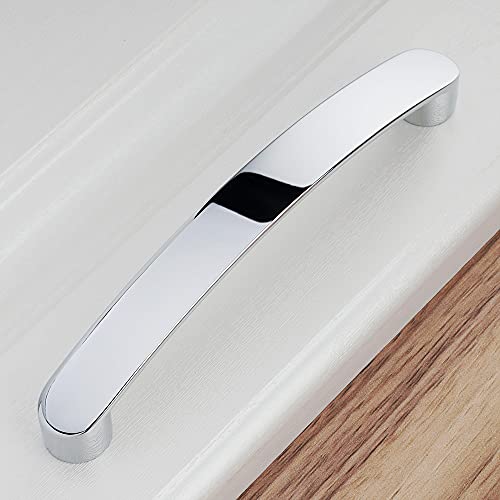 Koofizo Round Foot Cabinet Arch Pull - Chrome Furniture Handle, 5 Inch/128Mm Screw Spacing, Pack Of 5 For Kitchen Cupboard Door, Bedroom Dresser Drawer, Bathroom Wardrobe Hardware #TOP4