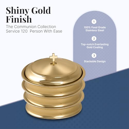 Mayur Exports Communion Ware 3 Holy Wine Serving Trays With A Cover thumb #1