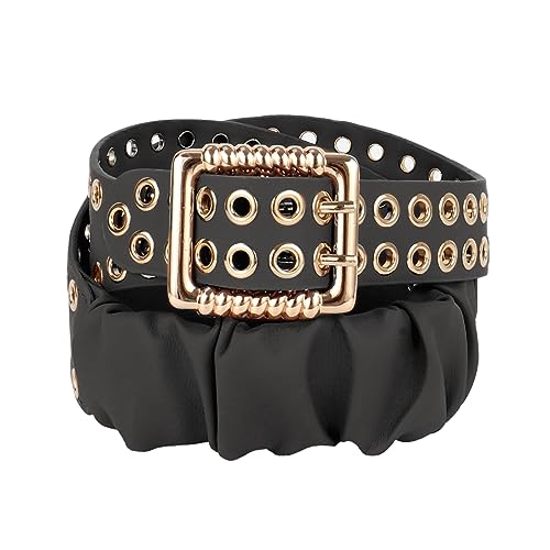 Women Wide Elastic Stretch Waist Belt Fashion Metal Hollow Out Waistband Dress Belt Buckle Belts3