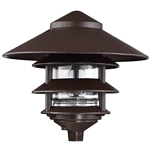 Image of Nuvo Lighting SF76 /637 One Light Three Louver Large Hood 120 Volt Die Cast Aluminum Durable Outdoor Landscape Pathway Lighting, Old Bronze
