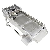 TECHTONGDA Straight Vibrating Sieve Screen Shaker Electric Linear Sifter Machine Stainless Steel One Layer One Motor 6mm Screen Size 11.8×29.5inch 110V