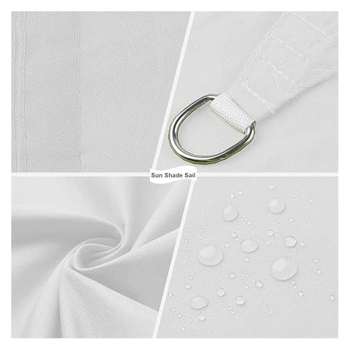 Toldo de sol triangular HDPE blanco de 4x4x5.7m con cuerdas para jardin 3