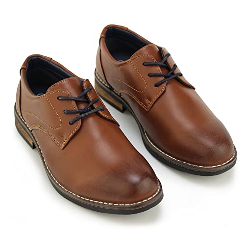 Hawkwell Kids Boys Oxfords Classic Formal Comfort School Dress Shoes,Brown Manmade,3 M Us Little Kid #TOP4