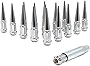 Wheel Accessories Parts, 20 PCS Chrome Spline Spike Lug Nut Kits, Thread, 3.35', M12x1.5 Conical Seat with 1 Socket Key Replacement, Fits Acura, Honda, Chevrolet, Hyundai, Toyota, Lexus, Mitsubishi