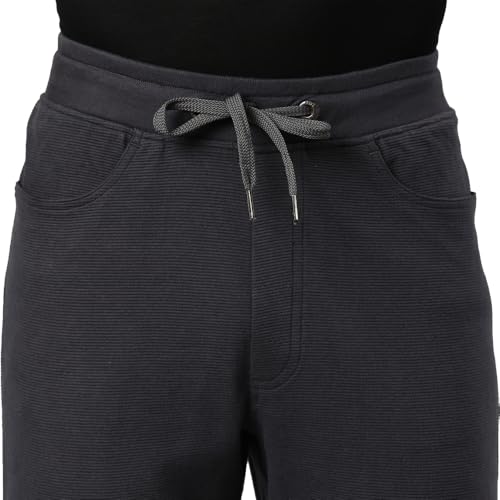 Image of F A S O Men's Cotton Track Pants - Casual Fit, Ottoman Fabric, Denim Pocket, Invisible Back Pocket, Adjustable Drawcord Waist - Gym, Workout, All-Day Comfort Lounge Joggers