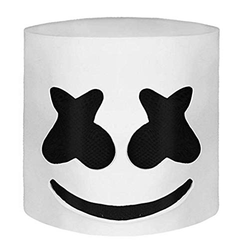 koobea DJ Marshmello Masque Blanc en Latex Masque Adulte Halloween Cosplay Masque Barre Accessoires de Musique