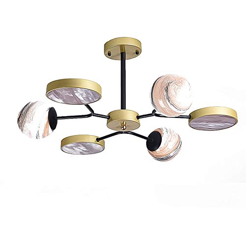 Chandelier de molécule LED noir 6 têtes YRYRYW pour salon