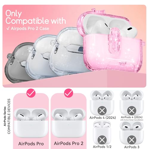 Image of for AirPods Pro 2nd 1st Case with Safety Lock,Glitter Pink