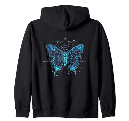 Diseño de mariposa AI Blueprint Sudadera con Capucha