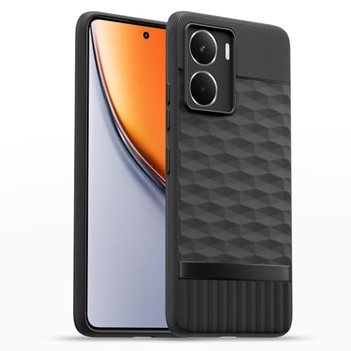 Image of Pikkme Back Cover for Realme P3 5G Camera Protection 3D Hexa Cube Design Silicone Protective Bumper Case (Black)