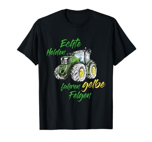 I Veri Eroi guidano Cerchi Gialli John Trktor Trekker Deere Maglietta