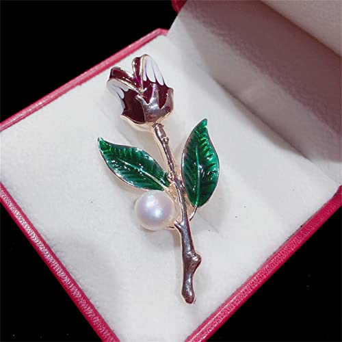 Broche délicate dames perle et liège : accessoire de vêtements corsage rouge violet