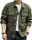 ChahuerOu Veste En Jean Rétro Américaine Pour Hommes Veste Multipoches Décontractée Tendance De Rue Veste Cargo à Revers Simple Boutonnage L