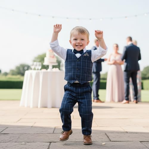 Image of Volunboy Toddler Suit Boys Formal Wedding Guest Dress Outfit | graduation dress clothes, gentleman ring bearer bowtie outfit, back-to-school pants set, birthday photoshoot dressy outfit
