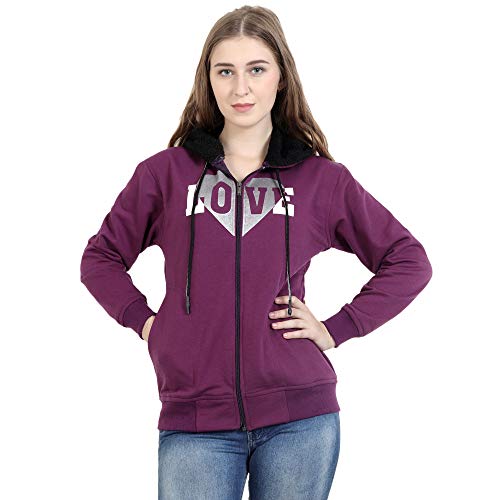 Image of Matelco Women Printed Sweatshirt with Hooded (Dark Pink S)
