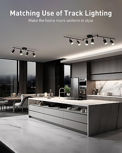 Bojim Flexible Led Track Lighting, 4-Light Black Track Lighting Fixtures Ceiling, Ceiling Spotlight with Foldable Light Arms for Kitchen, Closet, Bedroom(GU10 Socket, Bulbs Not Included)