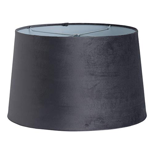Pantalla grande de terciopelo gris de 40 cm para lámpara, ajuste de arpa y finial